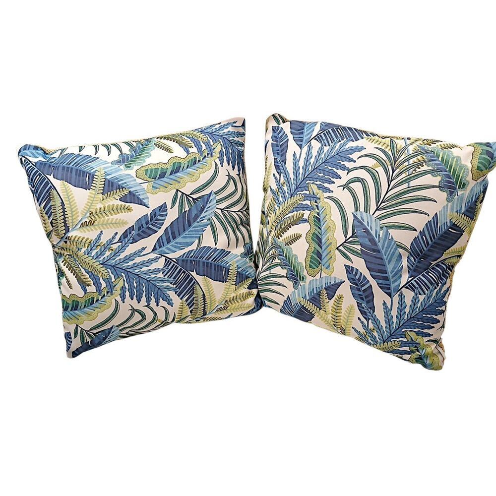 2 Pillow Set TOMMY BAHAMA‎ Tropical Leaf Throw Indoor Outdoor 16 X 16 Blue Green